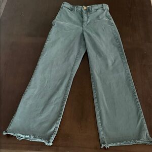 Marine Layer | Bridget Frayed High-Waisted Wide Leg Pants in Olive